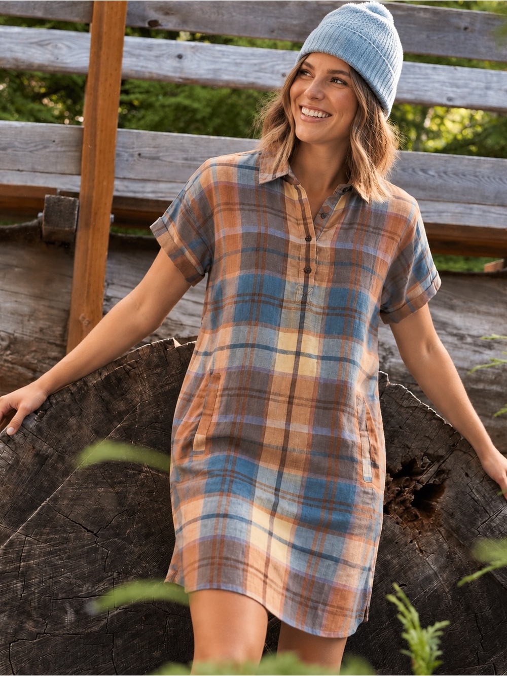 Toad&Co Hartland Plaid Shirt Dress XS Recycled Cotton